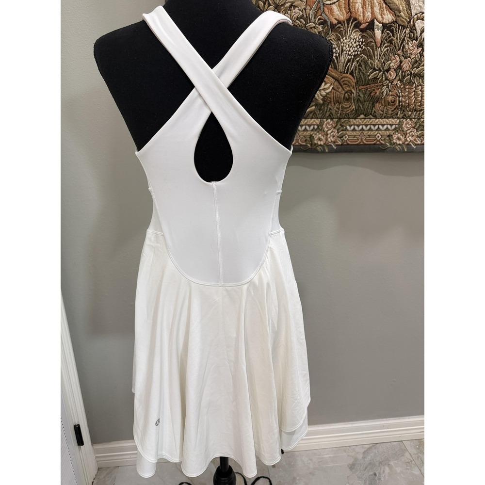Lululemon Athletica Dress Womens 8 White High Neck Crossback Tennis Fit Flare - Picture 4 of 12